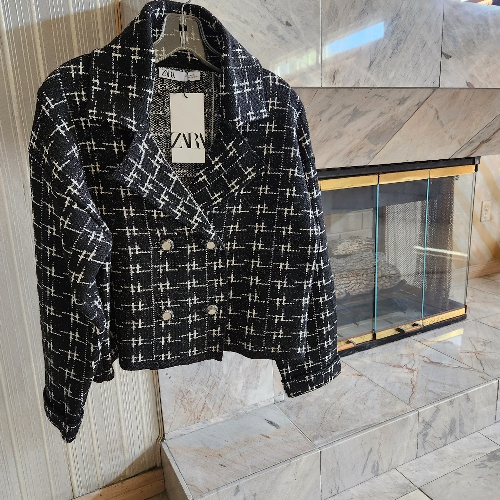 ZARA Knit Blazer Cardigan Jacket Size Medium NWT